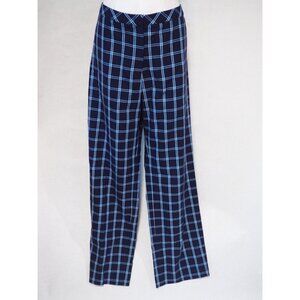Escada Deep Sea Blue Plaid Straight Leg Pants $695 NWT! Size 14 (US) 46 (EU)